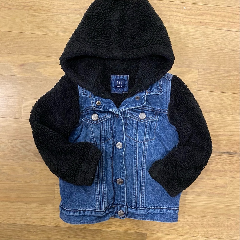 Gap Kids Denim Sherpa Hooded Jacket